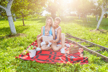 Happy family enjoying a picnic outdoors