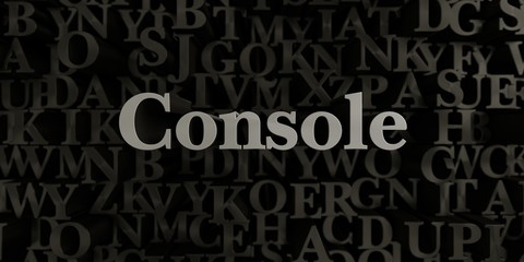 Console - Stock image of 3D rendered metallic typeset headline illustration.  Can be used for an online banner ad or a print postcard.