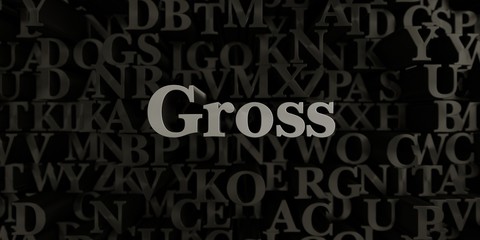 Gross - Stock image of 3D rendered metallic typeset headline illustration.  Can be used for an online banner ad or a print postcard.
