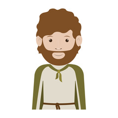 cartoon saint joseph bearded man over white background. religious manger symbol.  vector illustration