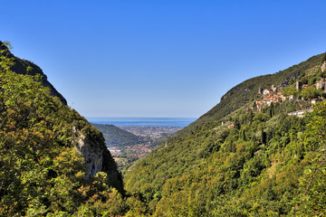 Fototapeta na wymiar Italian landscape with Casoli and Viareggio, Tuscany Italy