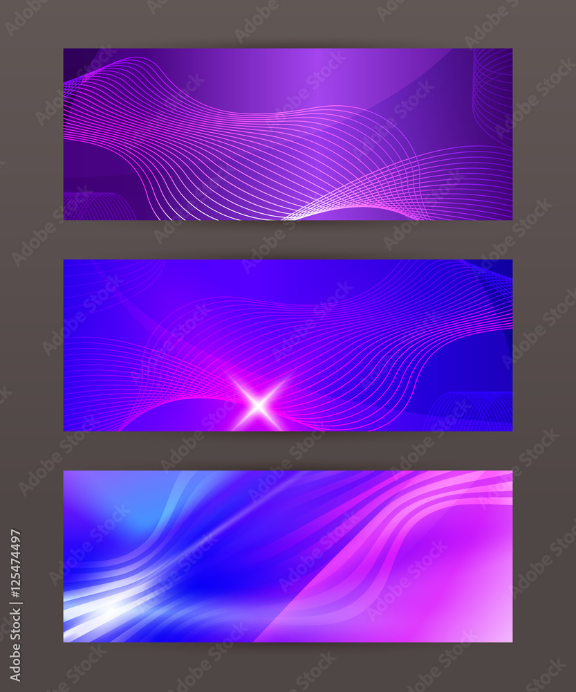 Wall mural set horizontal banner design element background glow abstract sh