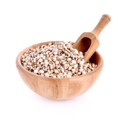 Millet wooden bowls isolated on white background