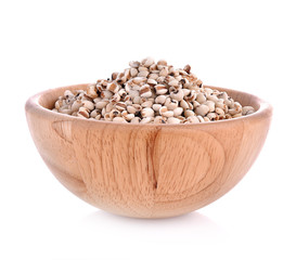 Millet wooden bowls isolated on white background