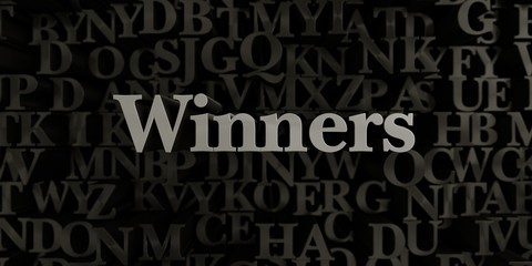 Winners - Stock image of 3D rendered metallic typeset headline illustration.  Can be used for an online banner ad or a print postcard.