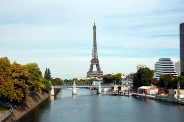 Fototapeta na wymiar View of the Seine and the Eiffel Tower, Paris, France