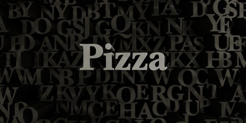 Pizza - Stock image of 3D rendered metallic typeset headline illustration.  Can be used for an online banner ad or a print postcard.
