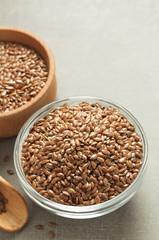 flax seeds in bowl on table