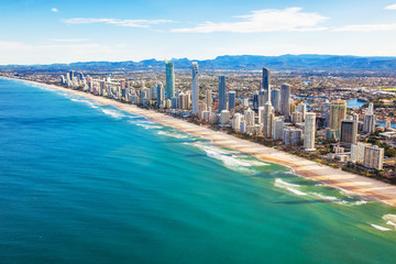 Aerial view of Surfers Paradise, the Gold Coast, Queensland, Aus - obrazy, fototapety, plakaty