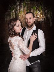 Young lovely wedding couple