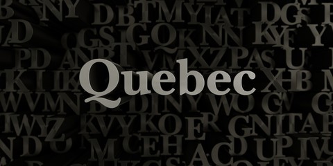 Quebec - Stock image of 3D rendered metallic typeset headline illustration.  Can be used for an online banner ad or a print postcard.