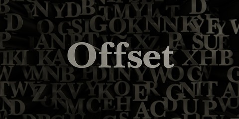 Offset - Stock image of 3D rendered metallic typeset headline illustration.  Can be used for an online banner ad or a print postcard.