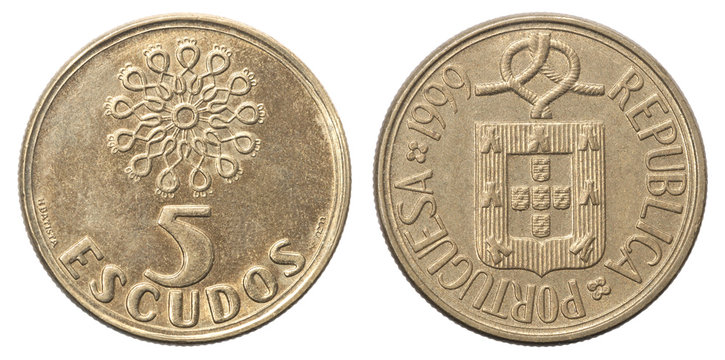 Five Portuguese escudo coin