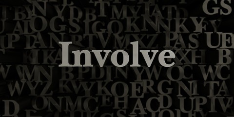Involve - Stock image of 3D rendered metallic typeset headline illustration.  Can be used for an online banner ad or a print postcard.