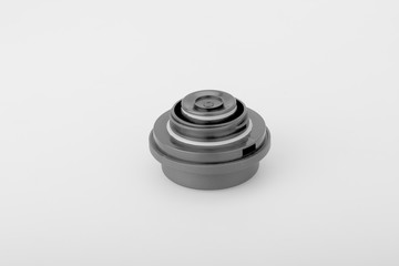 Thermo or  flask from stainless stee on background