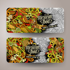 Cartoon mexican food doodles banners