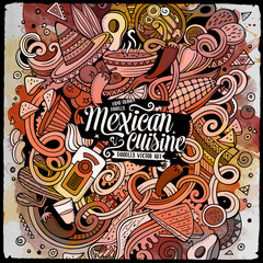 Cartoon cute doodles Mexican food illustration