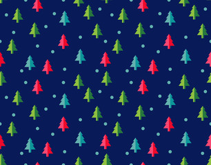 Christmas tree Seamless pattern for new year greeting card/wallpaper background. Vector Illustration. fir tree symbol.