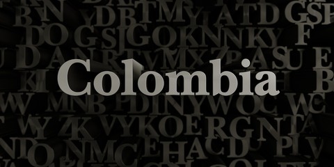 Fototapeta na wymiar Colombia - Stock image of 3D rendered metallic typeset headline illustration. Can be used for an online banner ad or a print postcard.