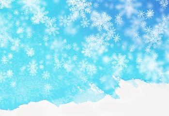 Blue background of snow flakes.