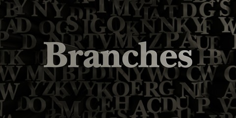 Branches - Stock image of 3D rendered metallic typeset headline illustration.  Can be used for an online banner ad or a print postcard.