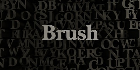 Brush - Stock image of 3D rendered metallic typeset headline illustration.  Can be used for an online banner ad or a print postcard.