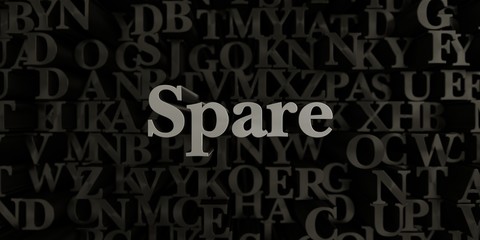 Spare - Stock image of 3D rendered metallic typeset headline illustration.  Can be used for an online banner ad or a print postcard.
