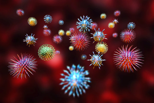 Colorful virus close up illustration