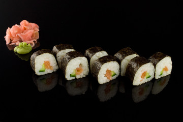 Sushi with avocado and salmon