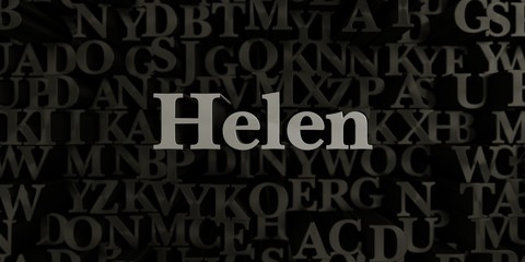 Helen - Stock image of 3D rendered metallic typeset headline illustration.  Can be used for an online banner ad or a print postcard.