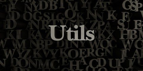 Utils - Stock image of 3D rendered metallic typeset headline illustration.  Can be used for an online banner ad or a print postcard.