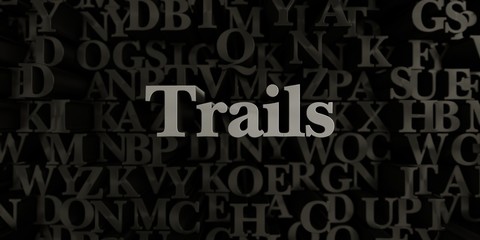 Trails - Stock image of 3D rendered metallic typeset headline illustration.  Can be used for an online banner ad or a print postcard.