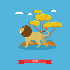 Lion. Animal concept vector poster. Design elements and icons