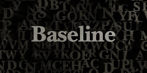 Fototapeta na wymiar Baseline - Stock image of 3D rendered metallic typeset headline illustration. Can be used for an online banner ad or a print postcard.