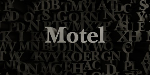 Fototapeta na wymiar Motel - Stock image of 3D rendered metallic typeset headline illustration. Can be used for an online banner ad or a print postcard.