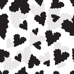 Seamless black and white pattern with hearts.