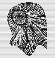 Abstract dotted design element. Stylized head.