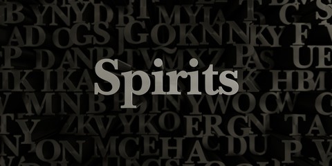 Spirits - Stock image of 3D rendered metallic typeset headline illustration.  Can be used for an online banner ad or a print postcard.