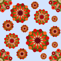 Bright flowers doodling seamless pattern