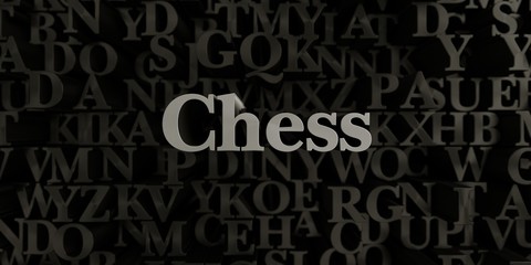 Chess - Stock image of 3D rendered metallic typeset headline illustration.  Can be used for an online banner ad or a print postcard.