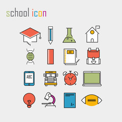 Line icons, school, school icons,Modern infographic vector logo
