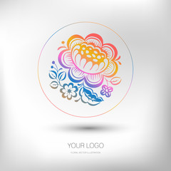 Colorful floral design element for logo designing. Vector illustration