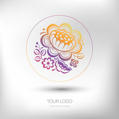 Colorful floral logo design. Branding identity for flower shop, bridal boutique, beauty salon. Vector