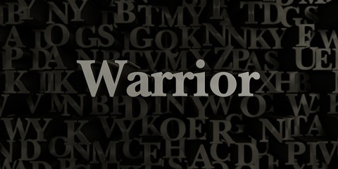 Warrior - Stock image of 3D rendered metallic typeset headline illustration.  Can be used for an online banner ad or a print postcard.