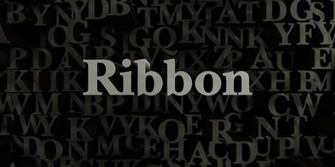 Ribbon - Stock image of 3D rendered metallic typeset headline illustration.  Can be used for an online banner ad or a print postcard.