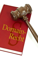 Richterhammer mit Gesetzbuch un Domainrecht