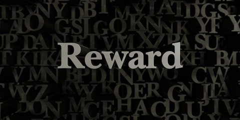 Reward - Stock image of 3D rendered metallic typeset headline illustration.  Can be used for an online banner ad or a print postcard.