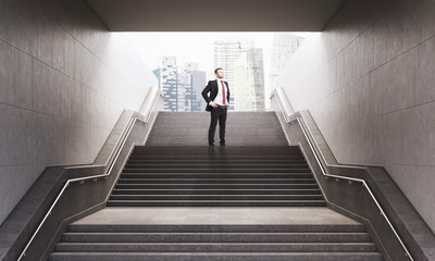 Businessman on the stairs