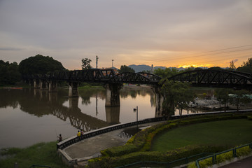 Naklejka premium River Kwai Bridge, Kanjanaburi World War 2 historical bridge