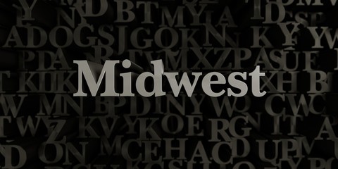 Midwest - Stock image of 3D rendered metallic typeset headline illustration.  Can be used for an online banner ad or a print postcard.